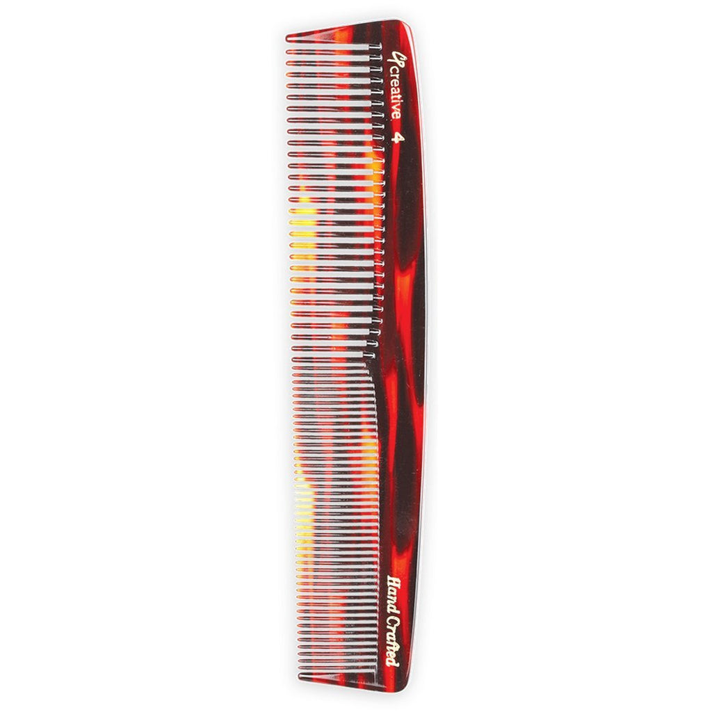 C4 Tortoise Comb with Medium and Fine Teeth (7.25 in) - Creative Professional Hair Tools