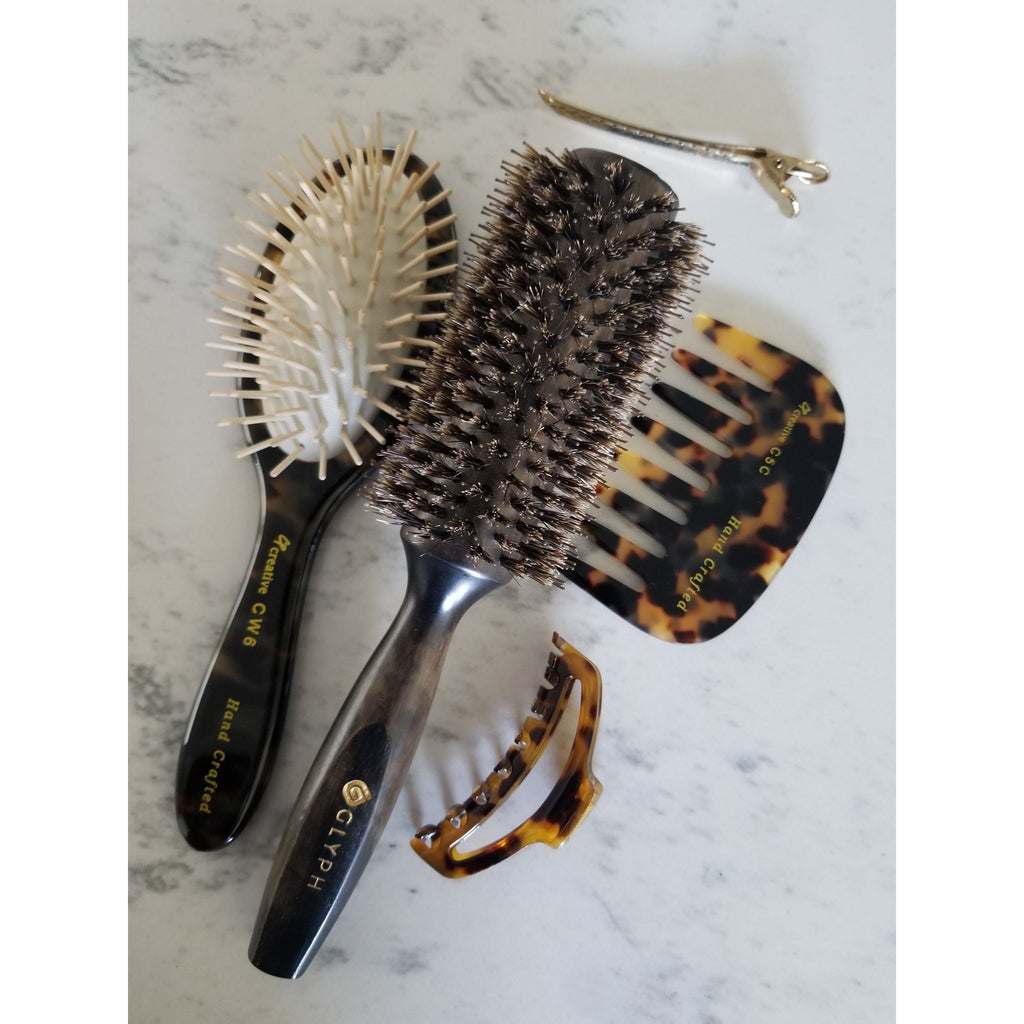 Hand Crafted Italian Made Hair Brush- Tortoise CW6 - Creative Professional Hair Tools
